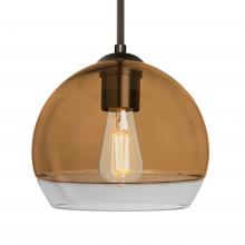 Besa Lighting 1JT-ALLY8AM-EDIL-BR-L - Besa, Ally 8 Cord Pendant, Amber/Clear, Bronze Finish, 1x5W LED Filament, 15Ft. Cord