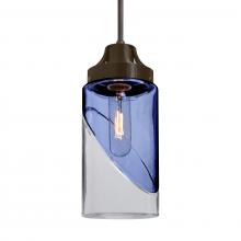 Besa Lighting 1JT-BLINKBL-BR-L - Besa, Blink Cord Pendant, Trans. Blue/Clear, Bronze Finish, 1x60W Medium Base, 15Ft. Cord