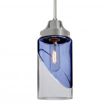 Besa Lighting 1JT-BLINKBL-SN-L - Besa, Blink Cord Pendant, Trans. Blue/Clear, Satin Nickel Finish, 1x60W Medium Base, 15Ft. Cord