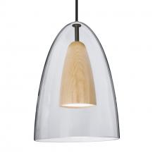 Besa Lighting 1JT-DANOCLNA-LED-BK - Besa, Dano Cord Pendant, Clear/Natural, Black Finish, 1x9W LED