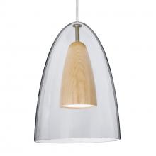 Besa Lighting 1JT-DANOCLNA-LED-SN-L - Besa, Dano Cord Pendant, Clear/Natural, Satin Nickel Finish, 1x9W LED, 15Ft. Cord