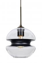 Besa Lighting 1JT-HULA8BK-EDIL-BR - Besa, Hula 8 Cord Pendant, Clear/Black, Bronze Finish, 1x8W LED Filament