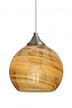 Besa Lighting 1JT-JILLYAM-EDIL-SN - Besa, Jilly Cord Pendant, Vapor Amber, Satin Nickel Finish, 1x5W LED Filament