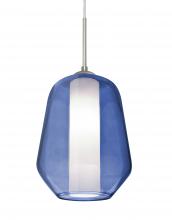 Besa Lighting 1JT-LINKBL-LED-SN - Besa Link Pendant, Blue/Opal, Satin Nickel Finish, 1x9W LED