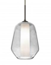 Besa Lighting 1JT-LINKCL-LED-BR - Besa Link Pendant, Clear/Opal, Bronze Finish, 1x9W LED