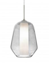 Besa Lighting 1JT-LINKCL-LED-SN - Besa Link Pendant, Clear/Opal, Satin Nickel Finish, 1x9W LED
