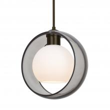 Besa Lighting 1JT-MANASM-LED-BR-L - Besa Mana Pendant, Smoke/Opal, Bronze Finish, 1x9W LED, 15Ft. Cord