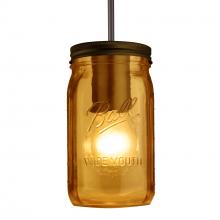 Besa Lighting 1JT-MILO4AM-BR-L - Besa Pendant Milo 4 Bronze Amber 1x40W Medium Base A15, 15Ft. Cord