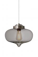Besa Lighting 1JT-MIRASM-EDIL-SN-L - Besa Mira Pendant Satin Nickel Smoke 1x4W LED Filament, 15Ft. Cord