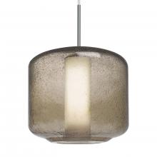 Besa Lighting 1JT-NILES10SO-SN-L - Besa Niles 10 Pendant, Smoke Bubble/Opal, Satin Nickel Finish, 1x60W Medium Base T10, 15Ft. Cord