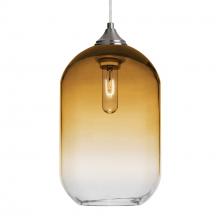 Besa Lighting 1JT-OMEGA12AM-SN-L - Besa, Omega 12 Cord Pendant, Amber/Clear, Satin Nickel Finish, 1x60W Medium Base, 15Ft. Cord