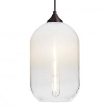 Besa Lighting 1JT-OMEGA12WH-EDIL-BR-L - Besa, Omega 12 Cord Pendant, White/Clear, Bronze Finish, 1x5W LED Filament, 15Ft. Cord