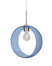 Besa Lighting 1JT-PLATOBL-SN-NI-L - Besa, Plato Cord Pendant, Blue, Satin Nickel Finish, 1x60W Medium Base, 15Ft. Cord