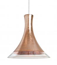 Besa Lighting 1JT-RIOCF-SN - Besa, Rio Cord Pendant, Copper Foil/Clear, Satin Nickel Finish, 1x60W Medium Base
