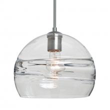 Besa Lighting 1JT-SPIR10CL-SN-L - Besa Spirit 10 Pendant, Clear, Satin Nickel Finish, 1x60W Medium Base, 15Ft. Cord