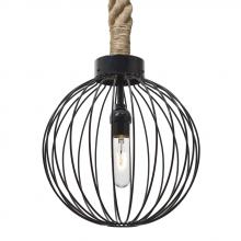 Besa Lighting 1JT-SULTANA-G-EDIL-BK-L - Besa Sultana Globe Rope Pendant, Black, 1x8W LED Filament, 15Ft. Cord