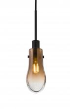 Besa Lighting 1JT-WISHAM-BK - Besa, Wish Cord Pendant, Amber/Clear, Black Finish, 1x40W E12 Base