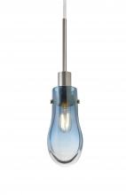 Besa Lighting 1JT-WISHBL-SN - Besa, Wish Cord Pendant, Blue/Clear, Satin Nickel Finish, 1x40W E12 Base