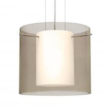 Besa Lighting 1KG-S18407-LED-SN-L - Besa Pendant Pahu 12 Satin Nickel Transparent Smoke 1x11W LED, 15Ft. Option