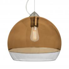 Besa Lighting 1KX-ALLY12AM-EDIL-SN-L - Besa, Ally 12 Cable Pendant, Amber/Clear, Satin Nickel Finish, 1x5W LED Filament, 15Ft. Cable