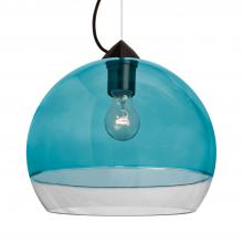 Besa Lighting 1KX-ALLY12BL-BK - Besa, Ally 12 Cable Pendant, Coral Blue/Clear, Black Finish, 1x60W Medium Base