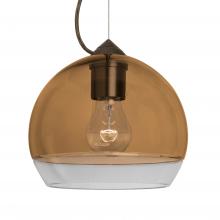 Besa Lighting 1KX-ALLY8AM-BR-L - Besa, Ally 8 Cable Pendant, Amber/Clear, Bronze Finish, 1x60W Medium Base, 15Ft. Cable