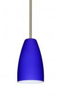 Besa Lighting 1TT-1511CM-SN-L - Besa Stem Riva 9 Pendant Satin Nickel Cobalt Blue Matte 1x75W Medium Base, 15Ft. Cord