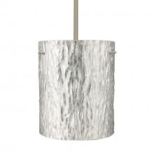 Besa Lighting 1TT-4006SS-LED-SN-L - Besa Tamburo 8 Pendant Stone Silver Foil Satin Nickel 1x11W LED, 15Ft. Cord
