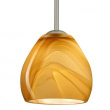 Besa Lighting 1TT-4122HN-MED-SN-L - Besa Bolla Pendant Honey Satin Nickel 1x40W B10 Medium base, 15Ft. Stem