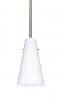 Besa Lighting 1TT-412407-SN-L - Besa Cierro Stem Pendant Satin Nickel Opal Matte 1x100W Medium Base, 15Ft. Cord