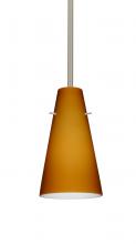 Besa Lighting 1TT-412480-SN-L - Besa Cierro Stem Pendant Satin Nickel Amber Matte 1x100W Medium Base, 15Ft. Cord