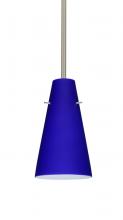 Besa Lighting 1TT-4124CM-LED-SN-L - Besa Cierro LED Pendant Cobalt Blue Matte Satin Nickel 1x9W LED, 15Ft. Cord