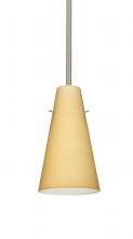 Besa Lighting 1TT-4124VM-SN-L - Besa Cierro Stem Pendant Satin Nickel Vanilla Matte 1x100W Medium Base, 15Ft. Cord