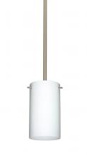 Besa Lighting 1TT-440407-LED-SN-L - Besa Stem Stilo 7 Pendant Satin Nickel Opal Matte 1x9W LED, 15Ft. Cord