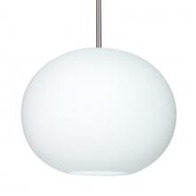 Besa Lighting 1TT-477507-SN-L - Besa Stem Pendant Jordo Satin Nickel Opal Matte 1x150W Medium Base, 15Ft. Cord