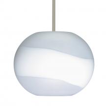Besa Lighting 1TT-477699-SN-L - Besa Stem Pendant Luna Satin Nickel Opal Frost 1x100W Medium Base, 15Ft. Cord