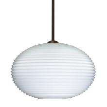 Besa Lighting 1TT-491307-BR-L - Besa Stem Pendant Pape 12 Bronze Opal Ribbed 1x100W Medium Base, 15Ft. Cord