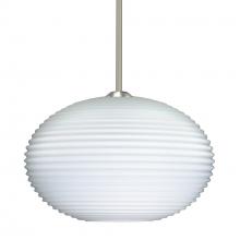 Besa Lighting 1TT-491307-SN-L - Besa Stem Pendant Pape 12 Satin Nickel Opal Ribbed 1x100W Medium Base, 15Ft. Cord