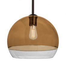 Besa Lighting 1TT-ALLY12AM-EDIL-BR - Besa, Ally 12 Stem Pendant, Amber/Clear, Bronze Finish, 1x5W LED Filament