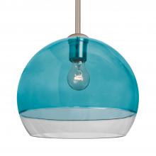 Besa Lighting 1TT-ALLY12BL-SN - Besa, Ally 12 Stem Pendant, Coral Blue/Clear, Satin Nickel Finish, 1x60W Medium Base