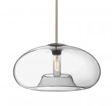 Besa Lighting 1TT-BANA15CL-SN-L - Besa Stem Pendant Bana 15 Satin Nickel Clear 1x60W Medium Base, 15Ft. Cord