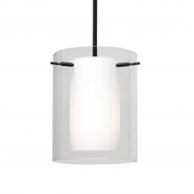 Besa Lighting 1TT-C00607-BK - Besa Stem Pendant Pahu 8 Black Clear/Opal 1x100W MAX E26 Base