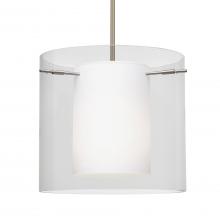 Besa Lighting 1TT-C18407-SN-L - Besa Stem Pendant Pahu 12 Satin Nickel Clear 1x100W Medium Base, 15Ft. Cord