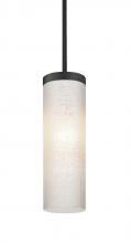 Besa Lighting 1TT-FRIZLN-BK - Besa Friz Stem Pendant, White Linen, Black Finish, 1x75W Medium Base