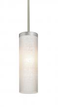 Besa Lighting 1TT-FRIZLN-SN - Besa Friz Stem Pendant, White Linen, Satin Nickel Finish, 1x75W Medium Base