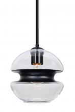 Besa Lighting 1TT-HULA8BK-BK - Besa, Hula 8 Stem Pendant, Clear/Black, Black Finish, 1x60W Medium Base
