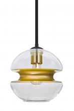 Besa Lighting 1TT-HULA8GD-EDIL-BK - Besa, Hula 8 Stem Pendant, Clear/Gold, Black Finish, 1x8W LED Filament