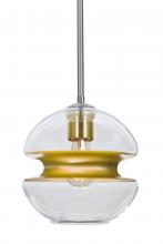 Besa Lighting 1TT-HULA8GD-EDIL-SN - Besa, Hula 8 Stem Pendant, Clear/Gold, Satin Nickel Finish, 1x8W LED Filament