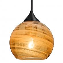 Besa Lighting 1TT-JILLYAM-BK - Besa, Jilly Stem Pendant, Vapor Amber, Black Finish, 1x60W Medium Base