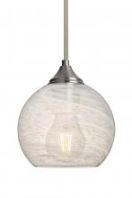 Besa Lighting 1TT-JILLYCL-EDIL-SN-L - Besa, Jilly Stem Pendant, Vapor Clear, Satin Nickel Finish, 1x5W LED Filament, 15Ft. Cord